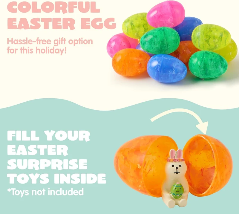 30 Pcs 3.15" Iridescent Plastic Easter Eggs for Hunt & Party
