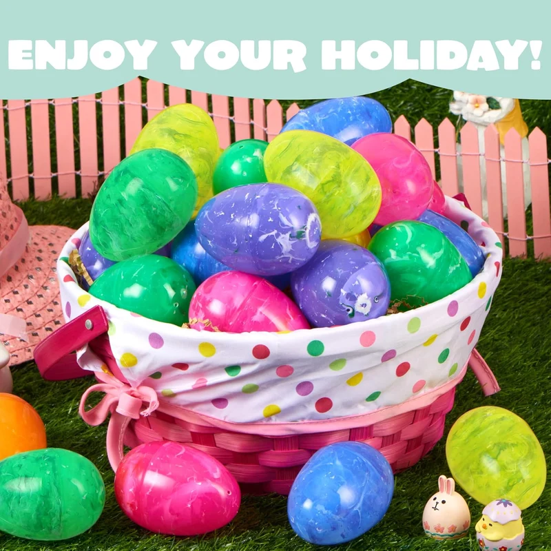 30 Pcs 3.15" Iridescent Plastic Easter Eggs for Hunt & Party