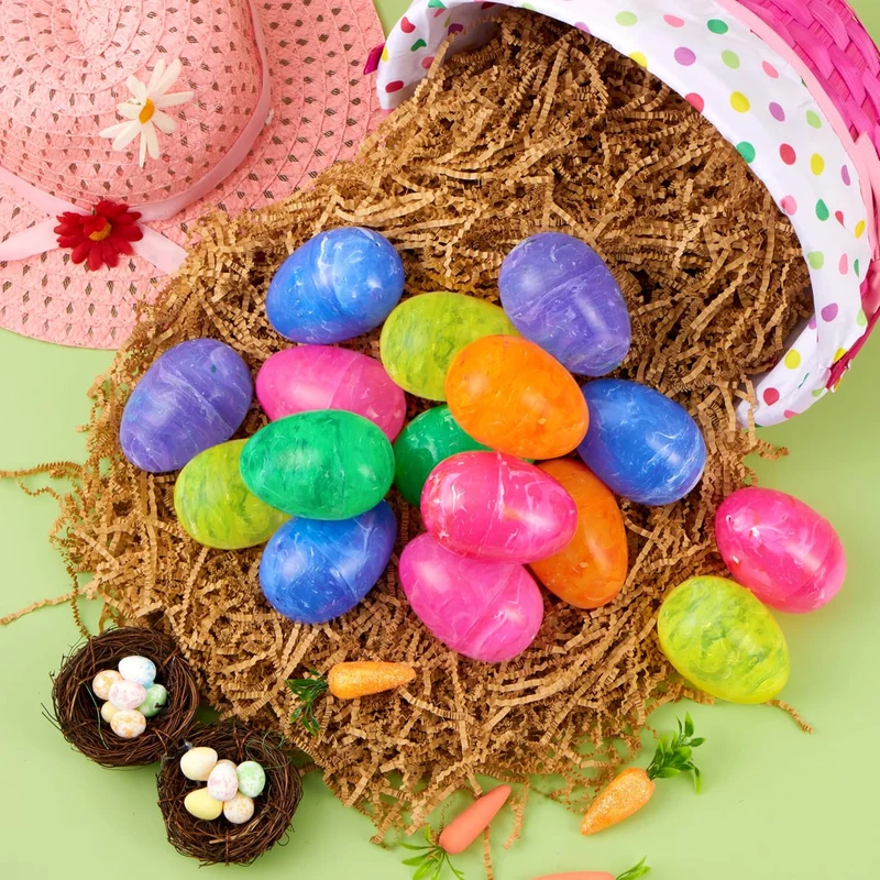 30 Pcs 3.15" Iridescent Plastic Easter Eggs for Hunt & Party