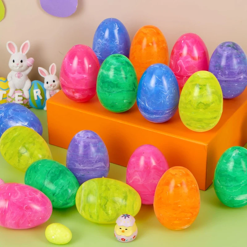 30 Pcs 3.15" Iridescent Plastic Easter Eggs for Hunt & Party