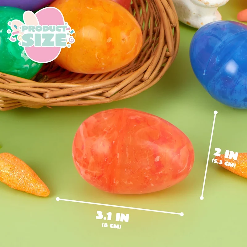 72 Pcs 3.15" Iridescent Plastic Easter Eggs for Hunt & Party
