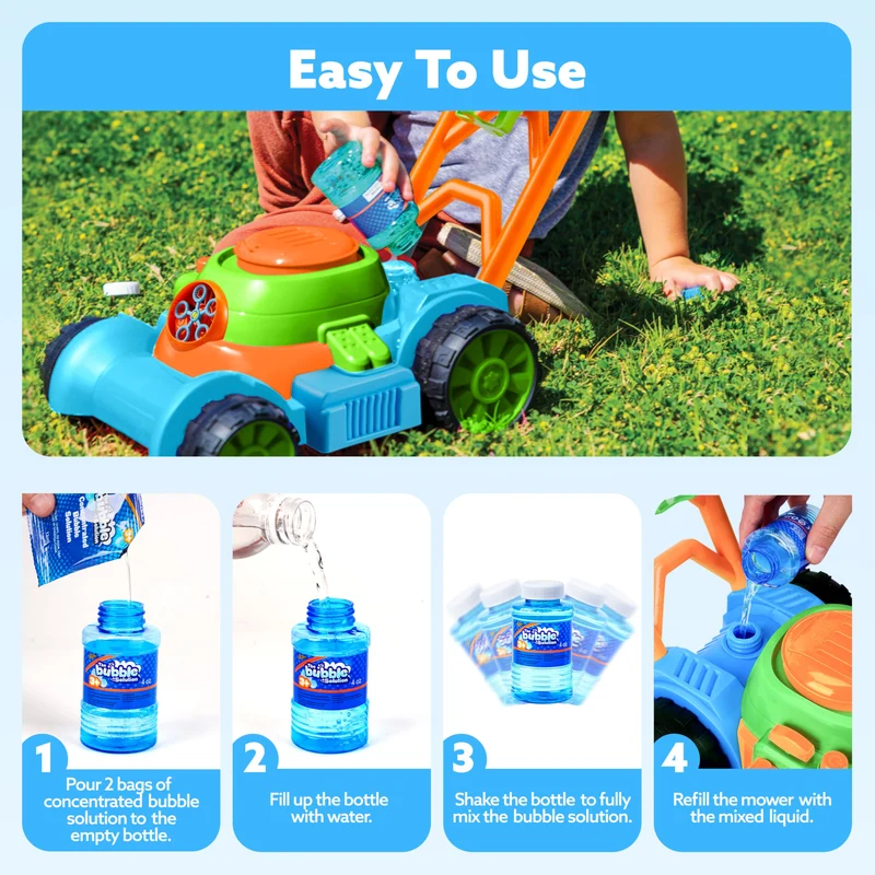 Joyin Spill-Proof Bubble Lawn Mower Toy for Toddlers