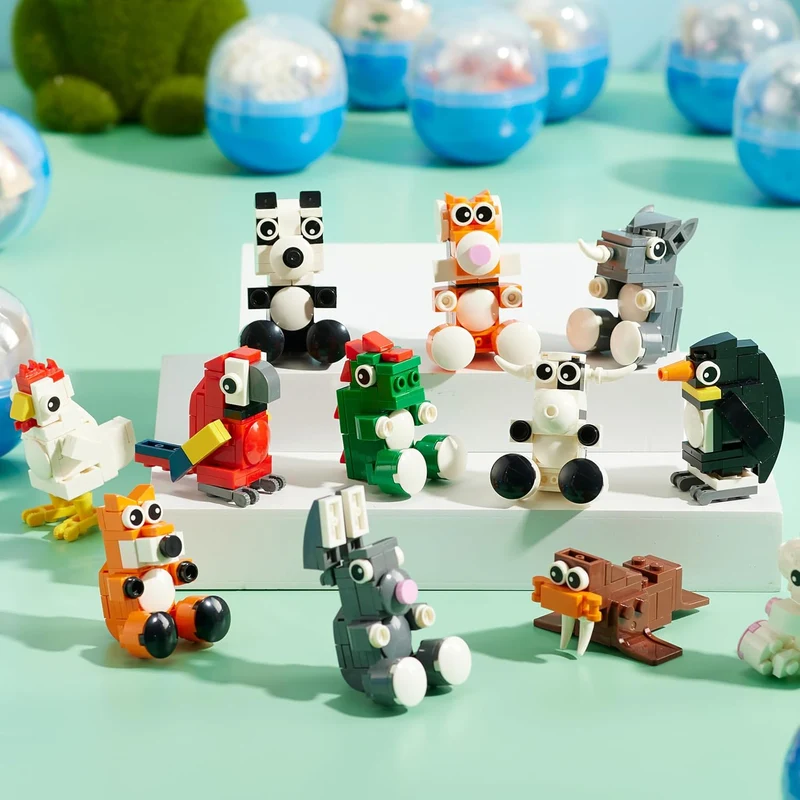 12 Pcs Easter Eggs with Animal Building Blocks for Kids Party & Hunt