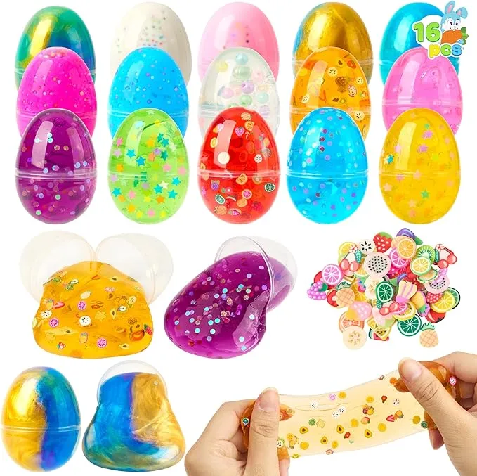 16 Pcs Prefilled Slime Easter Eggs for Kids Party & Hunt