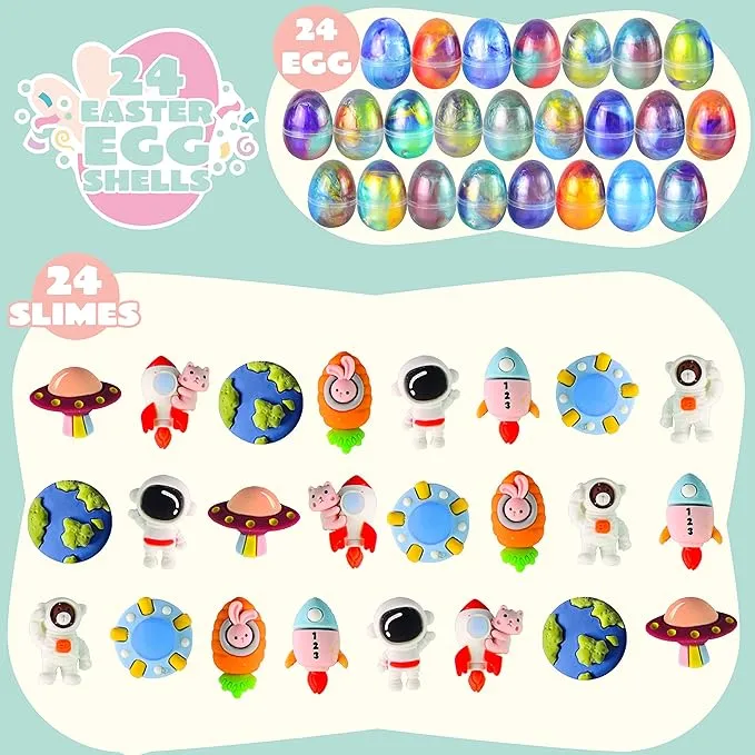 24 Pcs Galaxy Slime Eggs for Kids Party Favors