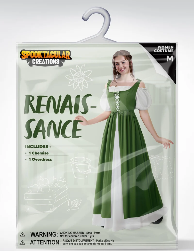 Medieval Renaissance Peasant Maxi Dress for Women