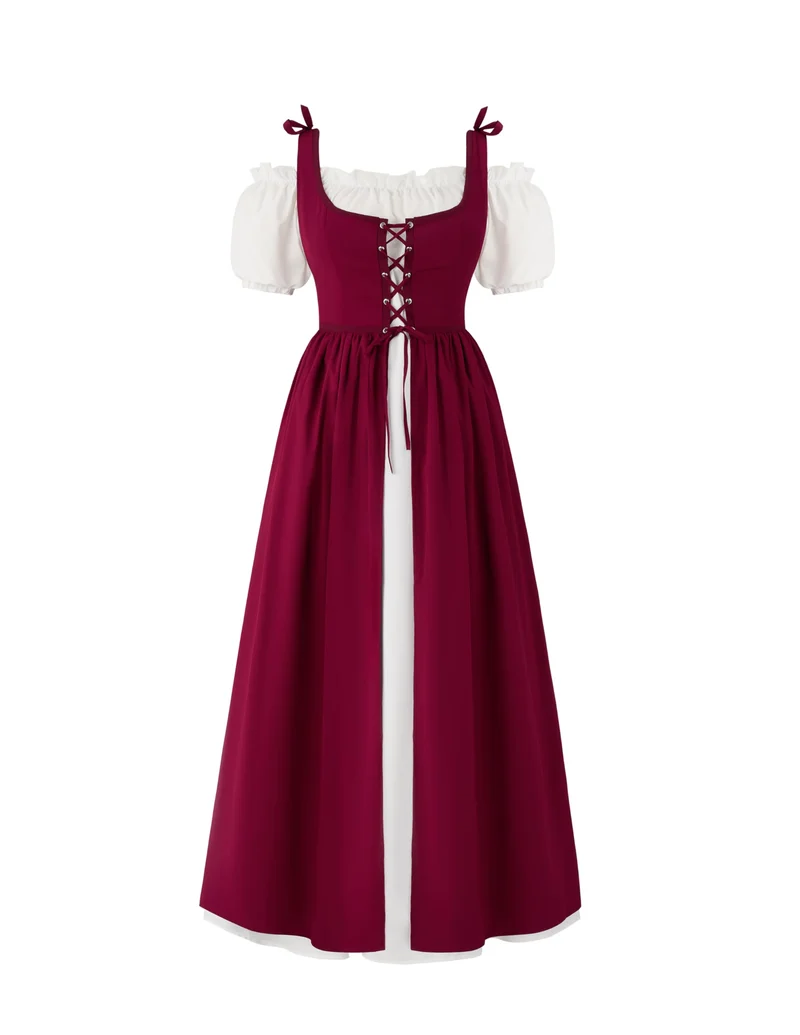 Women Medieval Renaissance Peasant Maxi Dress for Halloween