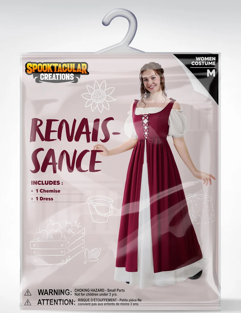 Women Medieval Renaissance Peasant Maxi Dress for Halloween