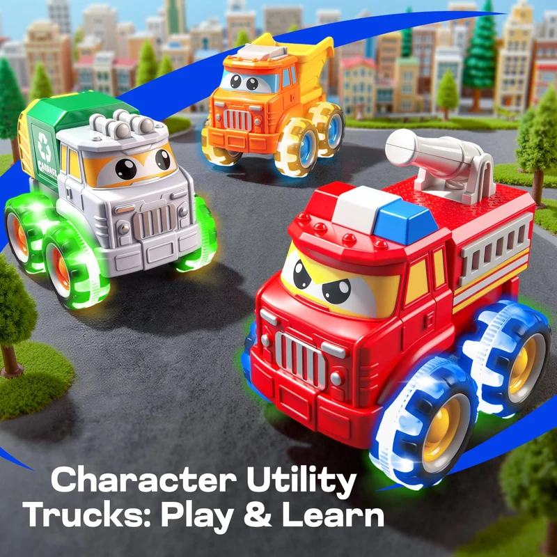 GlowRover Light Up Monster Truck Toy Set for Toddlers
