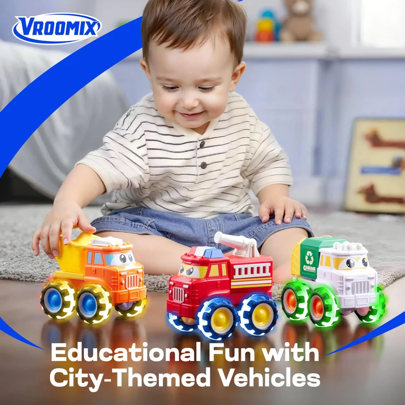 GlowRover Light Up Monster Truck Toy Set for Toddlers