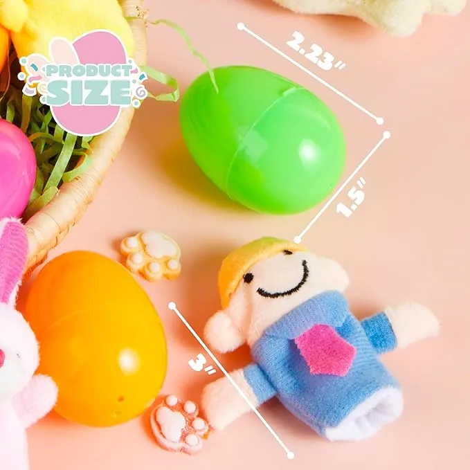 24 Pcs Prefilled Easter Eggs with Animal Finger Puppets for Kids Party & Hunt
