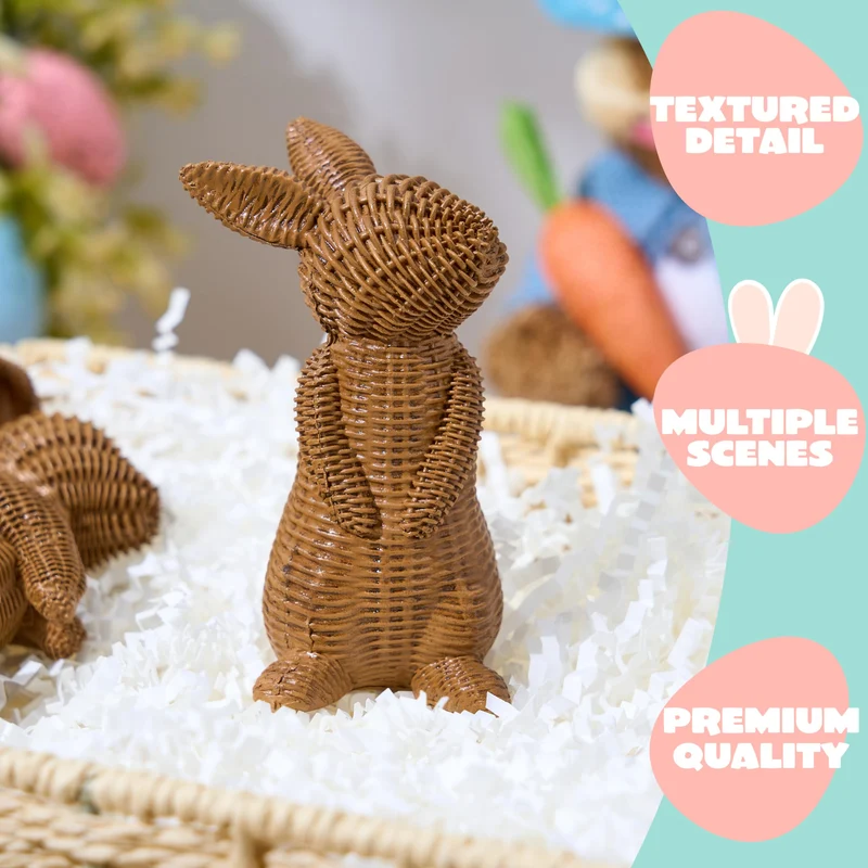 3 Pcs Easter Bunny Resin Figurines for Home Tabletop Decor