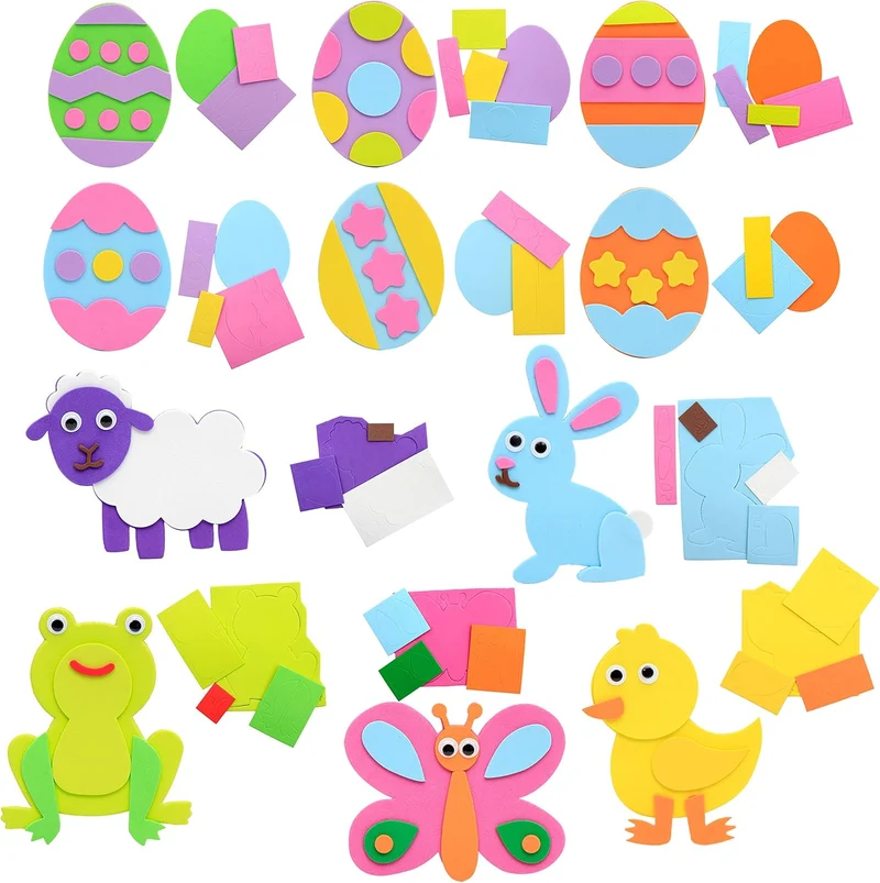 JOYIN 24 Pack Easter Foam Magnet DIY Craft Set Easter Egg Hunt Basket Stuffers Activities