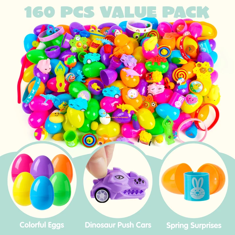 JOYIN 160Pcs Prefilled Easter Eggs with Assorted Toys