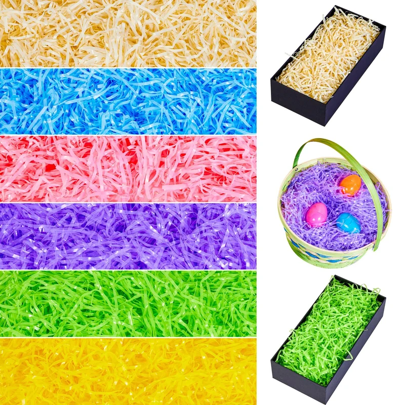 JOYIN 0.75LB Easter Plastic Grass - 6 Colors Shred Filler