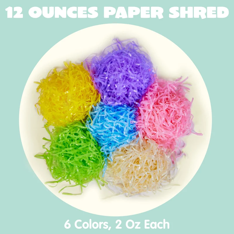 JOYIN 0.75LB Easter Plastic Grass - 6 Colors Shred Filler