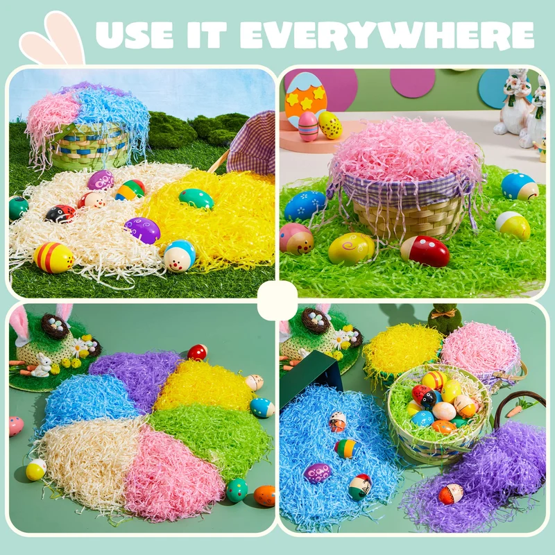 JOYIN 0.75LB Easter Plastic Grass - 6 Colors Shred Filler