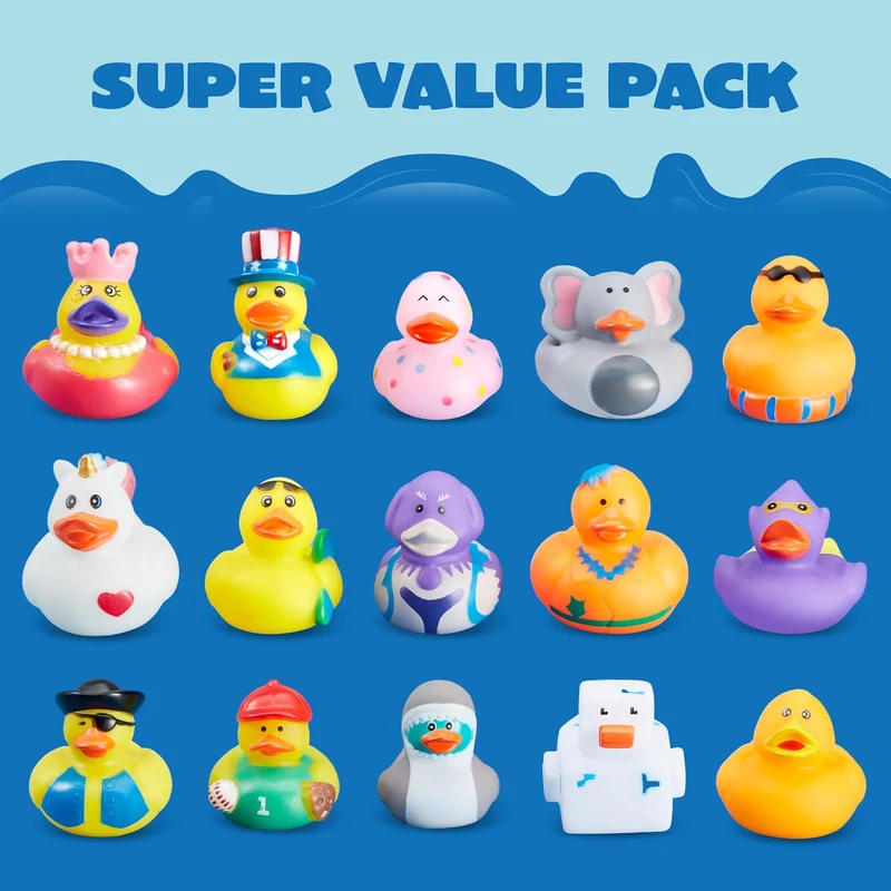 JOYIN 30 Pcs Assorted Rubber Ducks with Mesh Bag