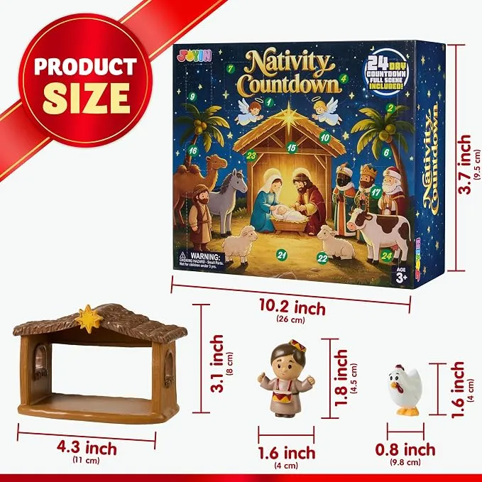 JOYIN 24 PCS Christmas Advent Calendar - Nativity Figurine Set
