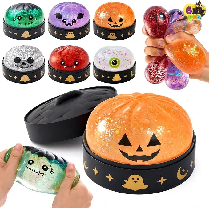 JOYIN 6 PCS Halloween Glitter Dumpling Squish Toys - Slow Rising Stress Relief