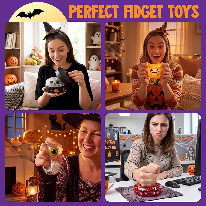 JOYIN 6 PCS Halloween Glitter Dumpling Squish Toys - Slow Rising Stress Relief