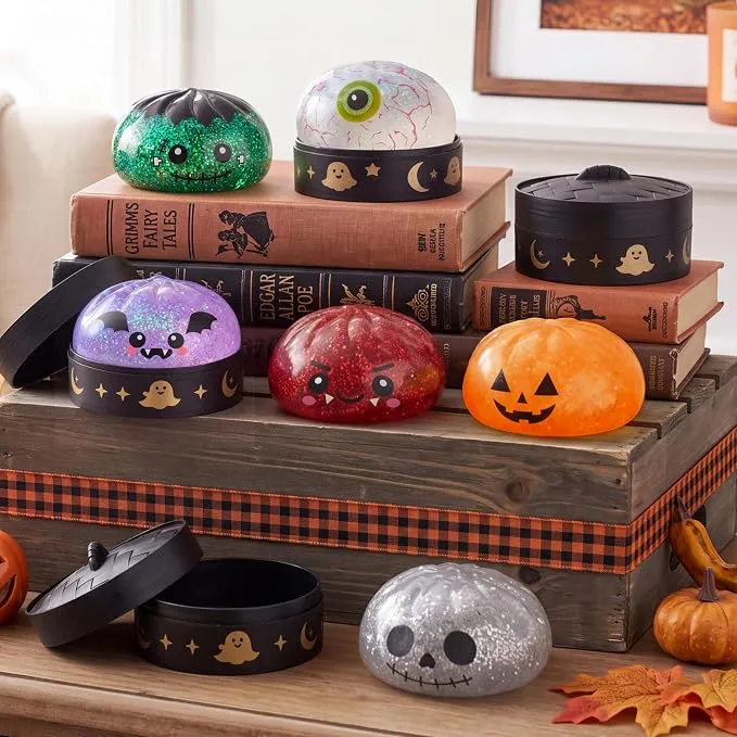 JOYIN 6 PCS Halloween Glitter Dumpling Squish Toys - Slow Rising Stress Relief