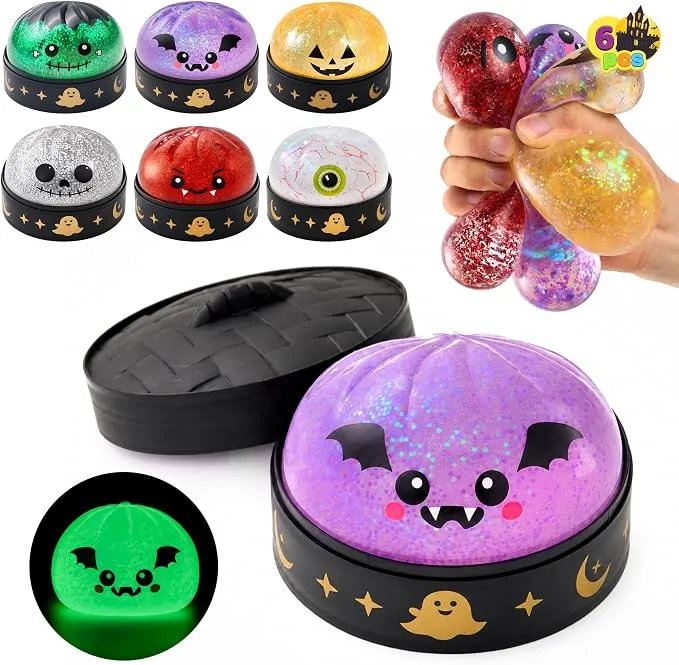 JOYIN 6 PCS Halloween Glow Dumpling Squish Toys - Slow Rising Stress Relief