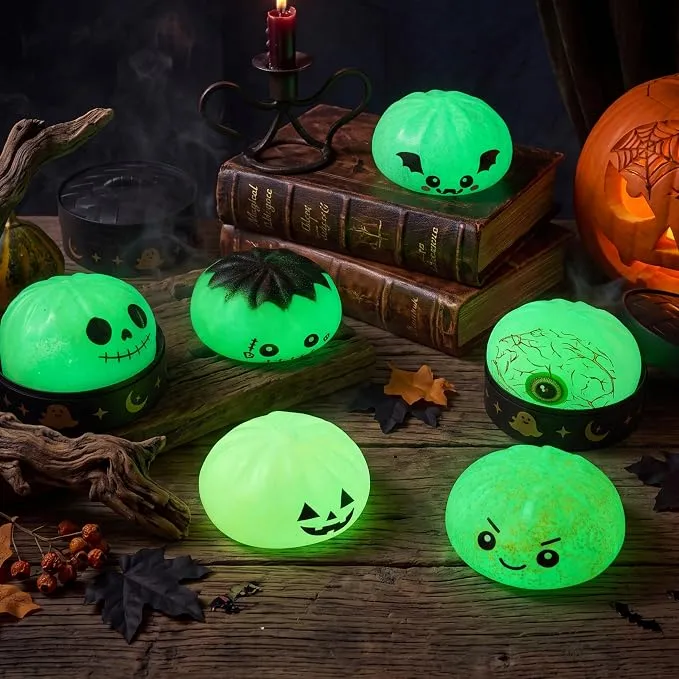 JOYIN 6 PCS Halloween Glow Dumpling Squish Toys - Slow Rising Stress Relief