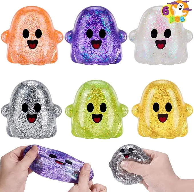 JOYIN 6 PCS Halloween Glitter Ghost Squishy Toys - Slow Rising Stress Relief