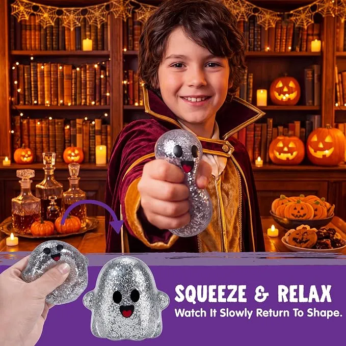 JOYIN 6 PCS Halloween Glitter Ghost Squishy Toys - Slow Rising Stress Relief