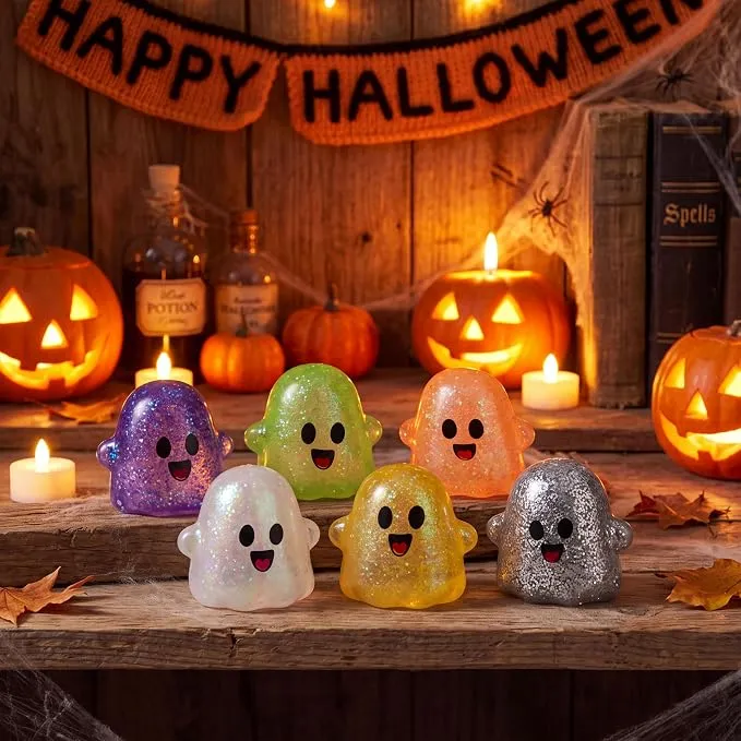 JOYIN 6 PCS Halloween Glitter Ghost Squishy Toys - Slow Rising Stress Relief