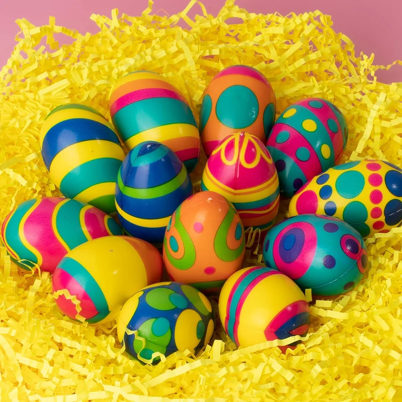 JOYIN 24 Pack Colorful Easter Squishy Eggs Squeeze Stress Relief Fidget Toys for Kids Easter Party Supplies