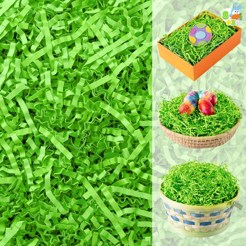 JOYIN 0.5LB Light Green Recyclable Easter Grass Crinkle Paper Shred