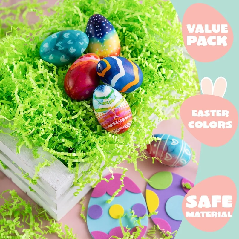 JOYIN 0.5LB Light Green Recyclable Easter Grass Crinkle Paper Shred