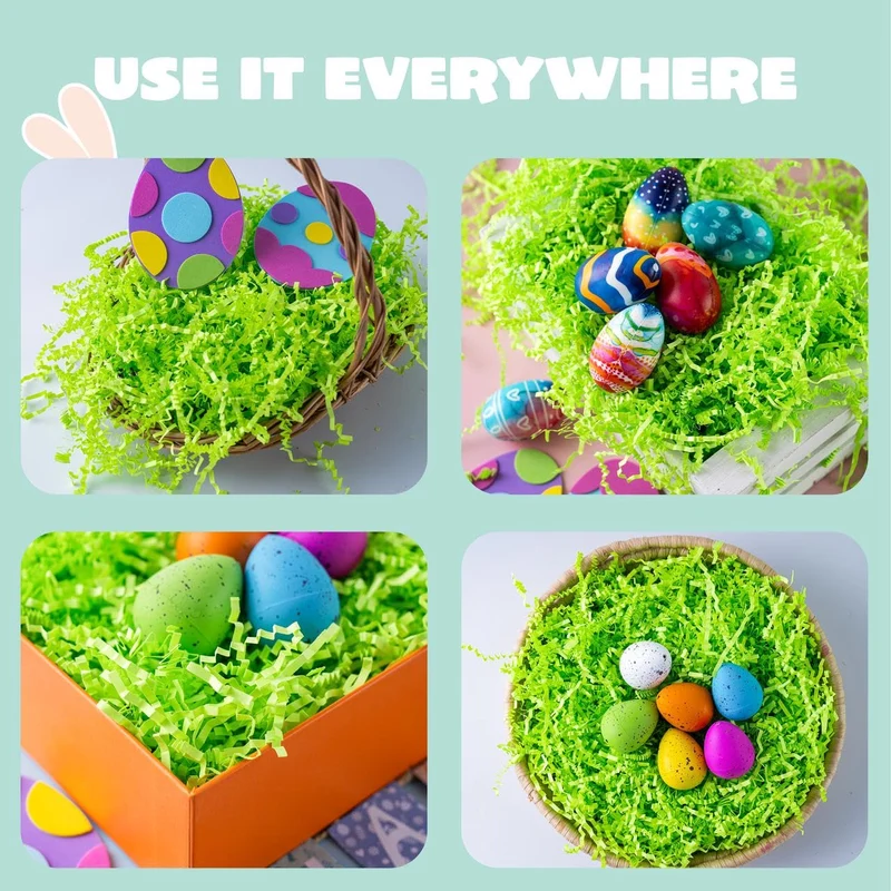 JOYIN 0.5LB Light Green Recyclable Easter Grass Crinkle Paper Shred