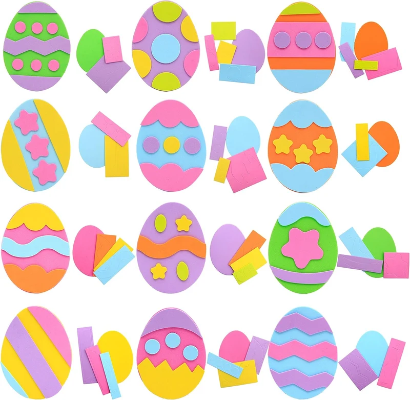 JOYIN Easter DIY Foam Magnet Set 24 Pack Easter Egg Hunt Basket Stuffers Art Activities
