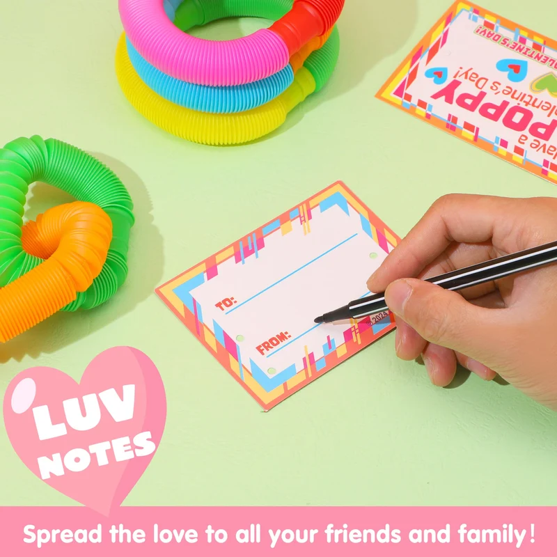JOYIN 30 Pack Valentines Pop Tubes Fidget Toys for Kids