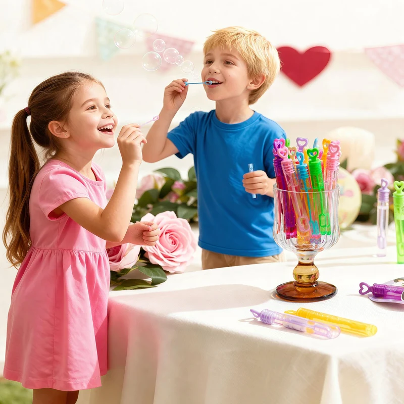 JOYIN 32 Pcs Valentine's Day Mini Bubble Wands with Animal Themed Cards