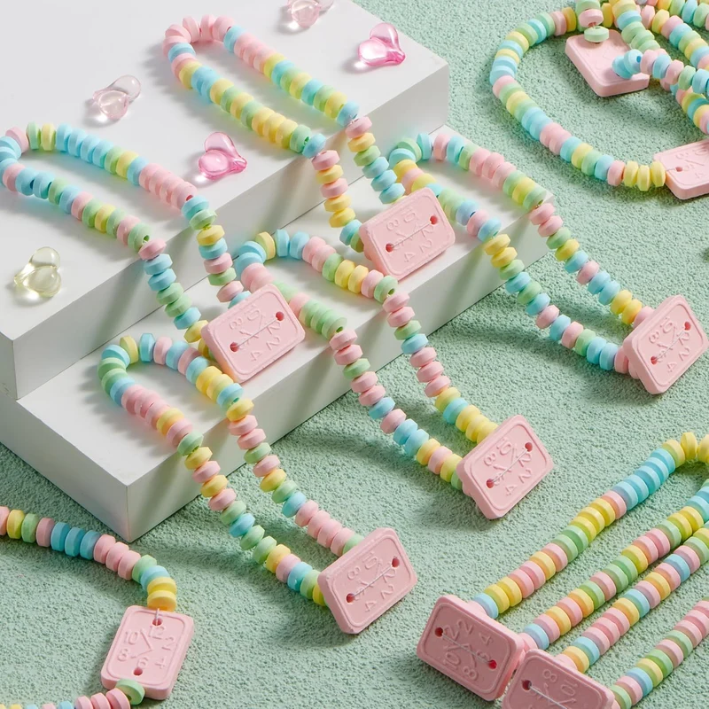 24PCS Valentine's Day Bracelet Candy, Individually Wrapped Color Snacks Tiny for Kids