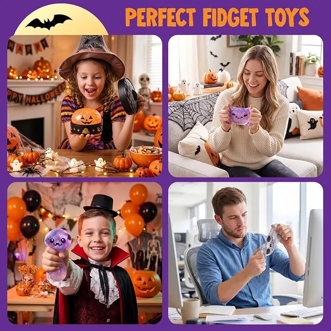 JOYIN 3 PCS Halloween Glitter Dumpling Squish Toys - Slow Rising Stress Relief