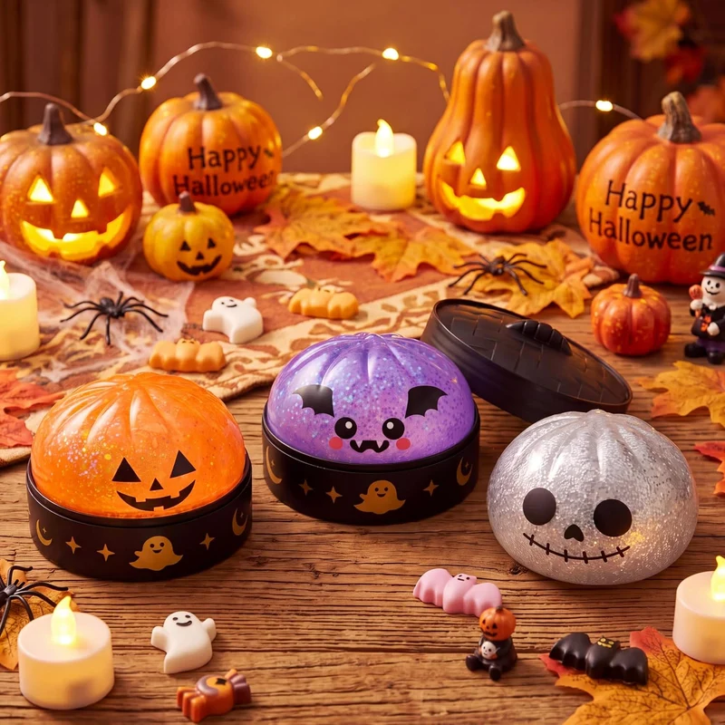 JOYIN 3 PCS Halloween Glitter Dumpling Squish Toys - Slow Rising Stress Relief