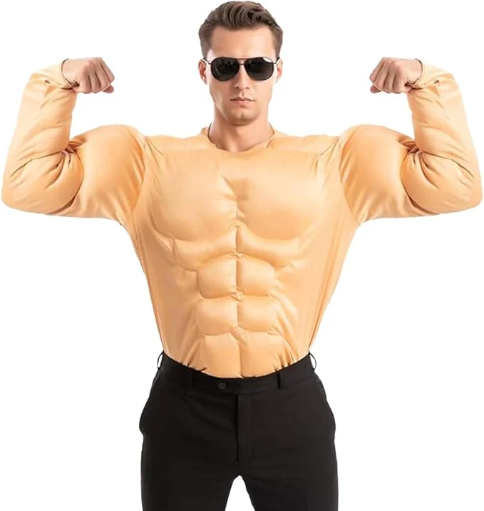 JOYIN Mens Muscle Suit Shirt - Funny Halloween Bodybuilder Costume