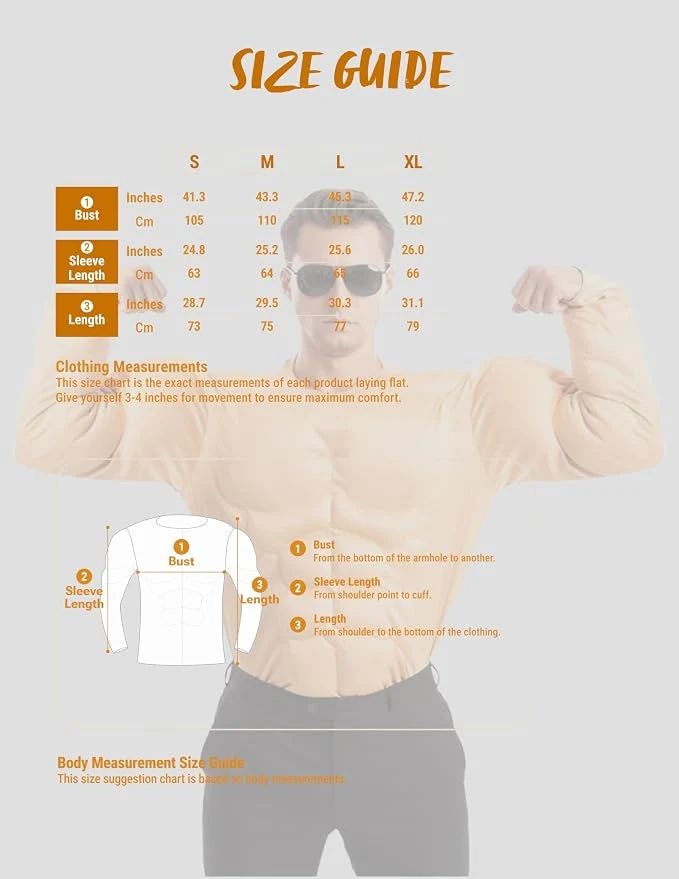 JOYIN Mens Muscle Suit Shirt - Funny Halloween Bodybuilder Costume