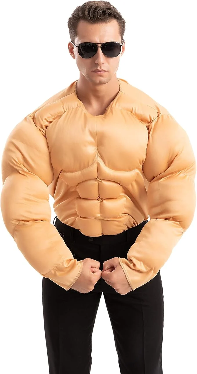 JOYIN Mens Muscle Suit Shirt - Funny Halloween Bodybuilder Costume