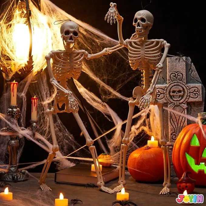 JOYIN 2 PCS 2 FT Posable Skeletons - Halloween Indoor Outdoor Decor