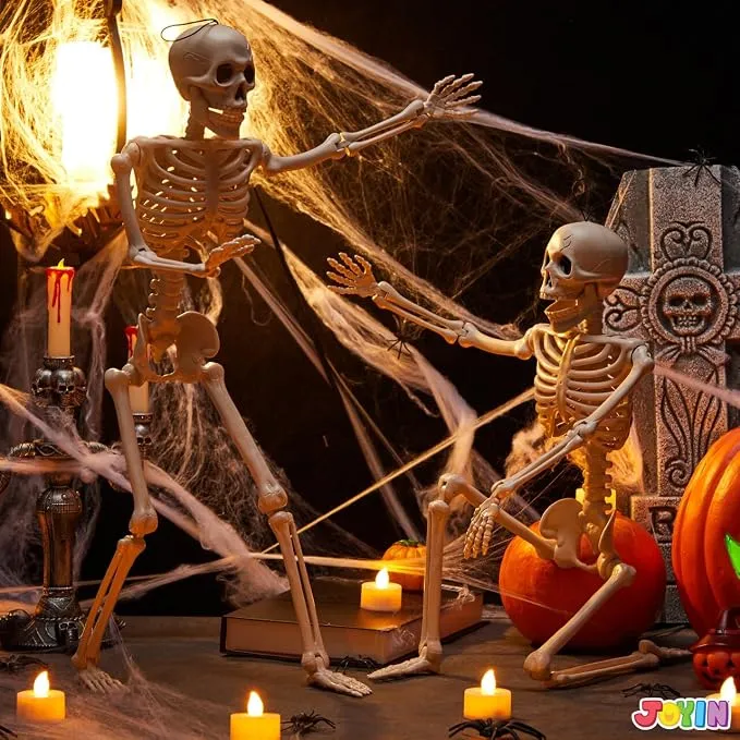 JOYIN 2 PCS 2 FT Posable Skeletons - Halloween Indoor Outdoor Decor