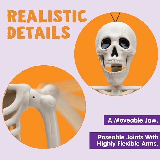 JOYIN 2 PCS 2 FT Posable Skeletons - Halloween Indoor Outdoor Decor