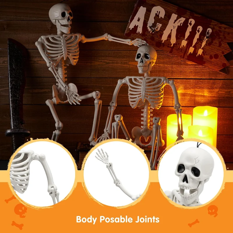 JOYIN 2 PCS 2 FT Posable Skeletons - Halloween Indoor Outdoor Decor