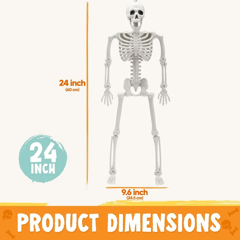 JOYIN 2 PCS 2 FT Posable Skeletons - Halloween Indoor Outdoor Decor