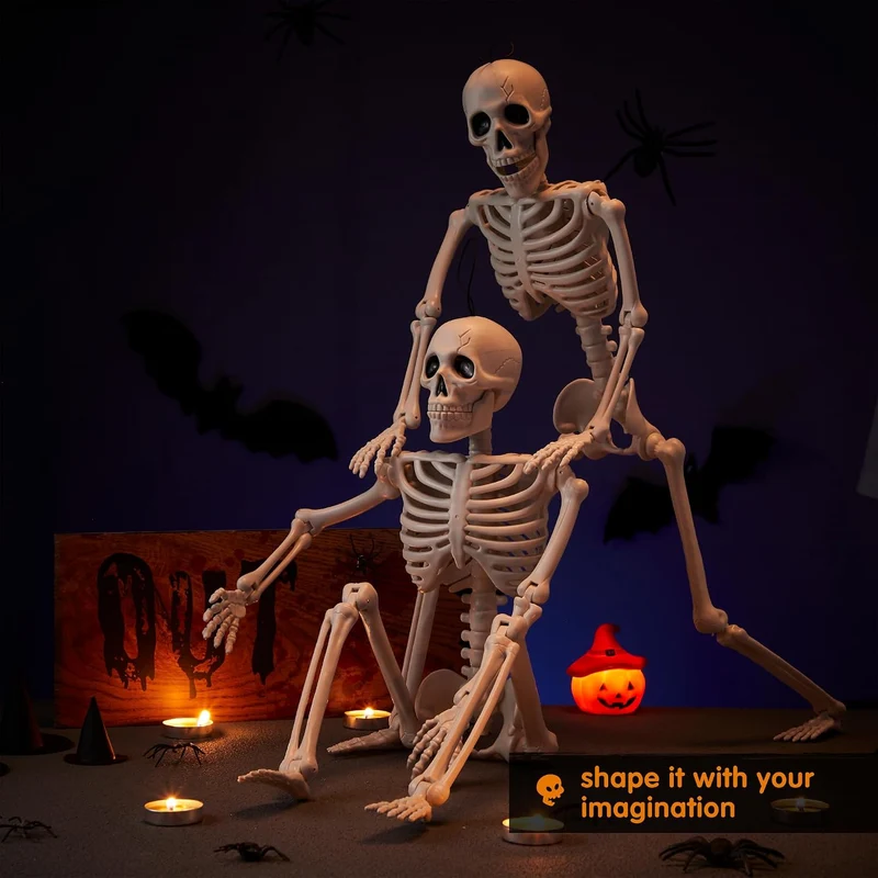 JOYIN 2 PCS 2 FT Posable Skeletons - Halloween Indoor Outdoor Decor